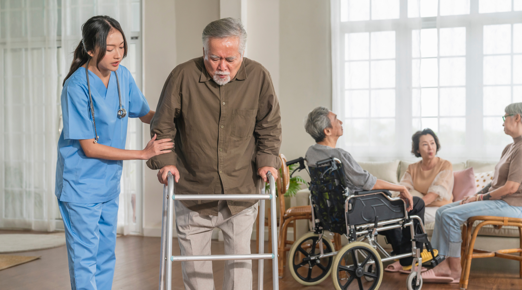 young-asian-female-nurse-care-giver-helping-asian-senior-old-man-with-mobility-walker-living-area-nursing-home-senior-daycare-centernurse-take-care-elderly-patient-with-cheerful-concentrate