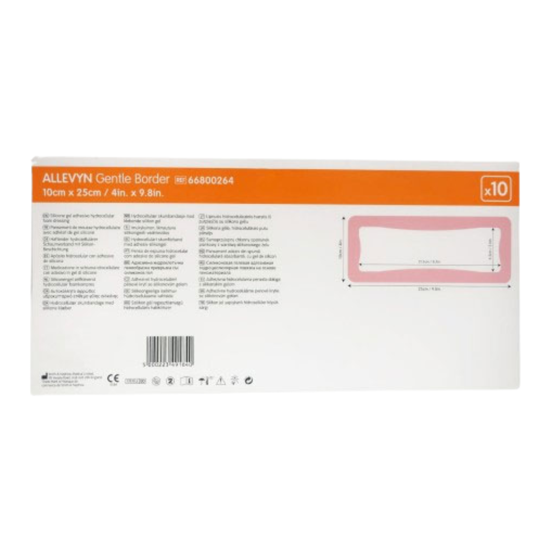 ALLEVYN Gentle Border Classic Foam Dressing – Silicone adhesive wound dressing for fragile skin and moderate to heavy exudate