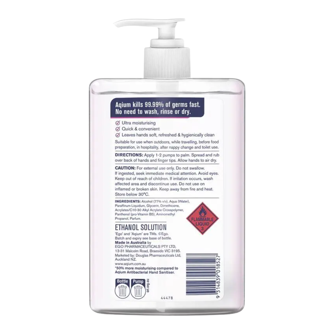 Aqium Ultra Hand Sanitiser 1L bottle – hospital-grade antibacterial gel with moisturiser and aloe