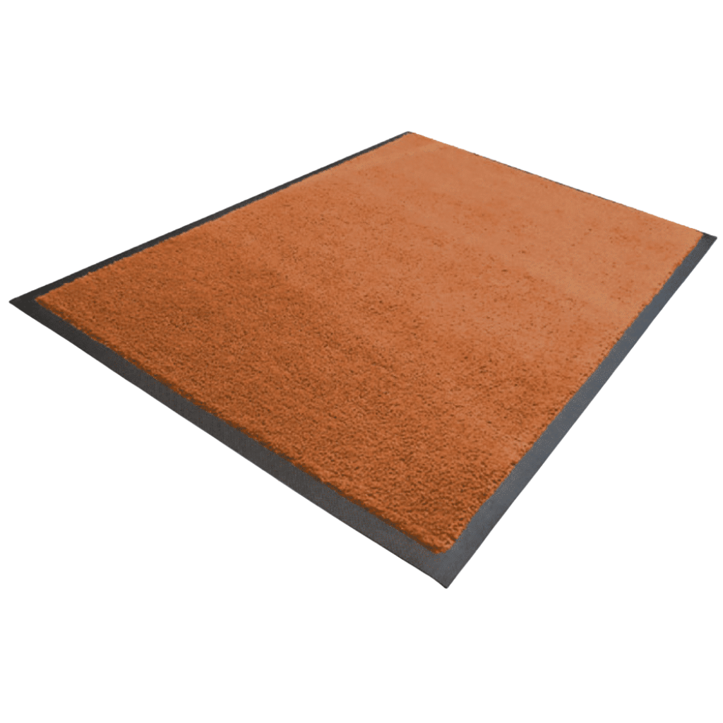 Brown doormat with black border on a white background