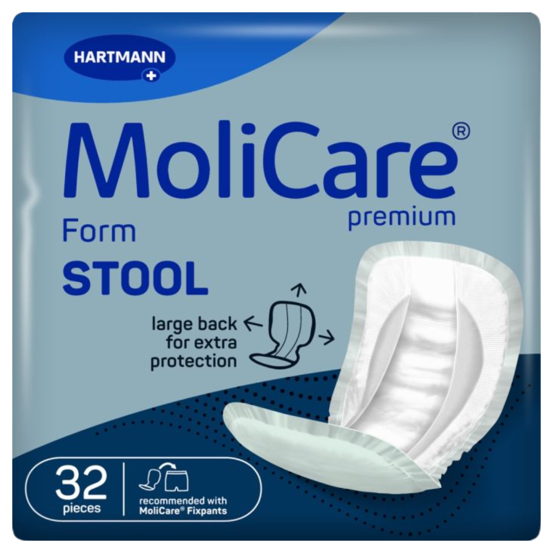MoliCare Premium Form STOOL Unisex Large offers 1300ml absorbency and full coverage for faecal incontinence. Skin-friendly, odour-controlling, and ideal for personal or facility care.