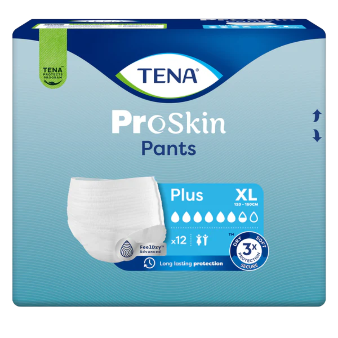 TENA Pants ProSkin Plus Extra Large – high-absorbency disposable incontinence pants with breathable fabric and leak protection.
