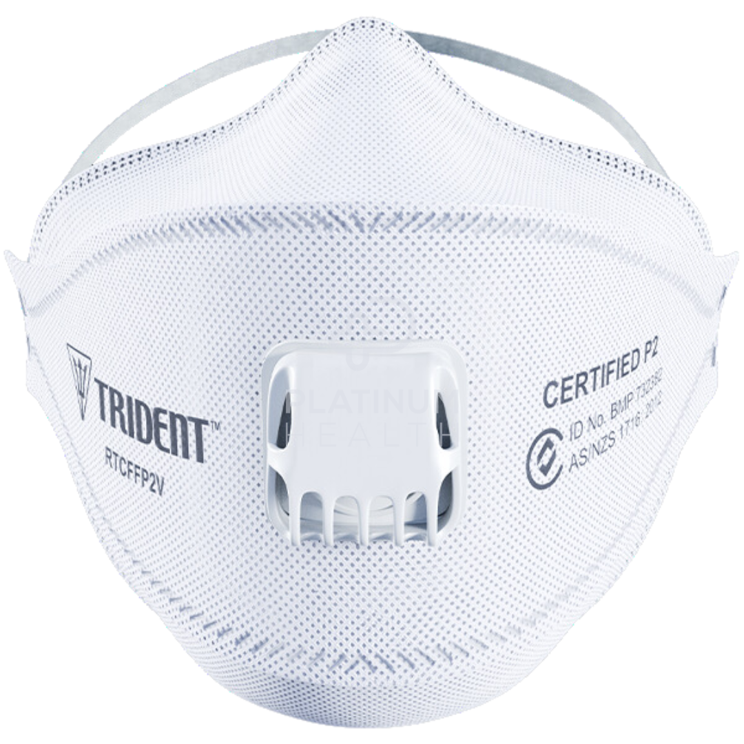 Trident Flat Fold P2 Valved Respirator Extended Length Head Straps