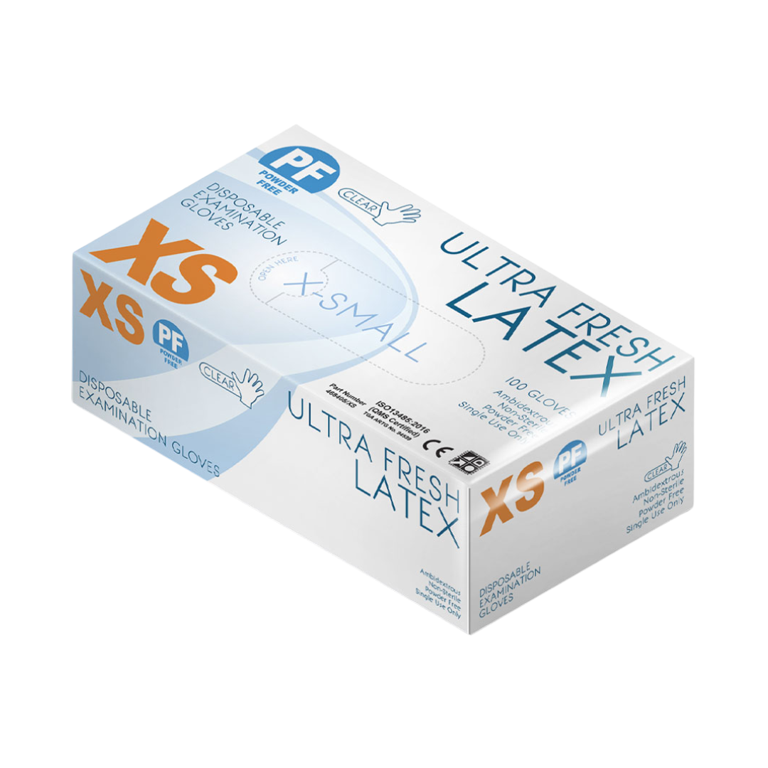 Ultra Fresh Latex Powder Free Disposable Gloves – premium single-use examination gloves for medical, aged care, and hygiene protection.