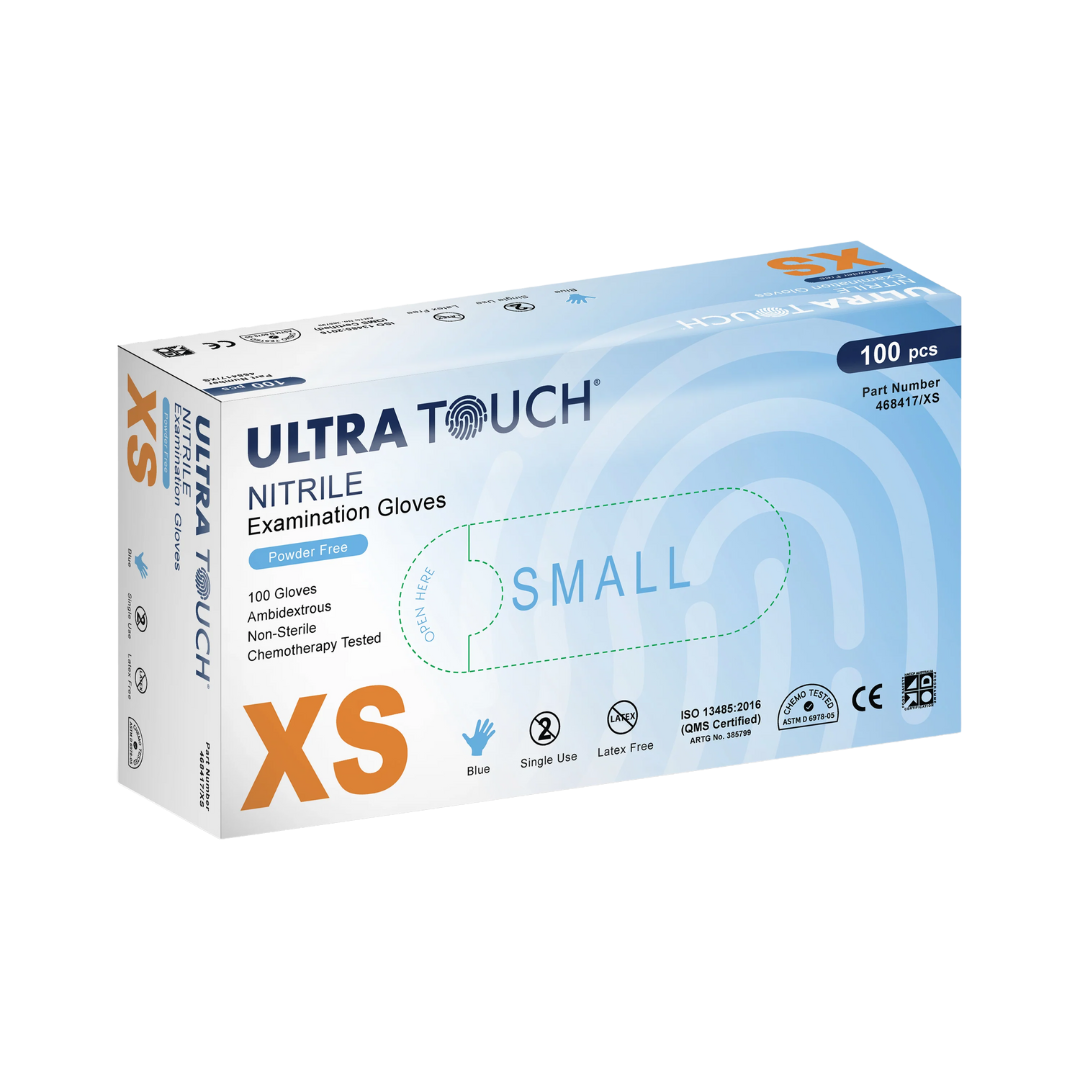 Ultra Touch Chemo-rated Blue Nitrile Gloves – Powder Free, Latex Free, Industrial Grade Protection