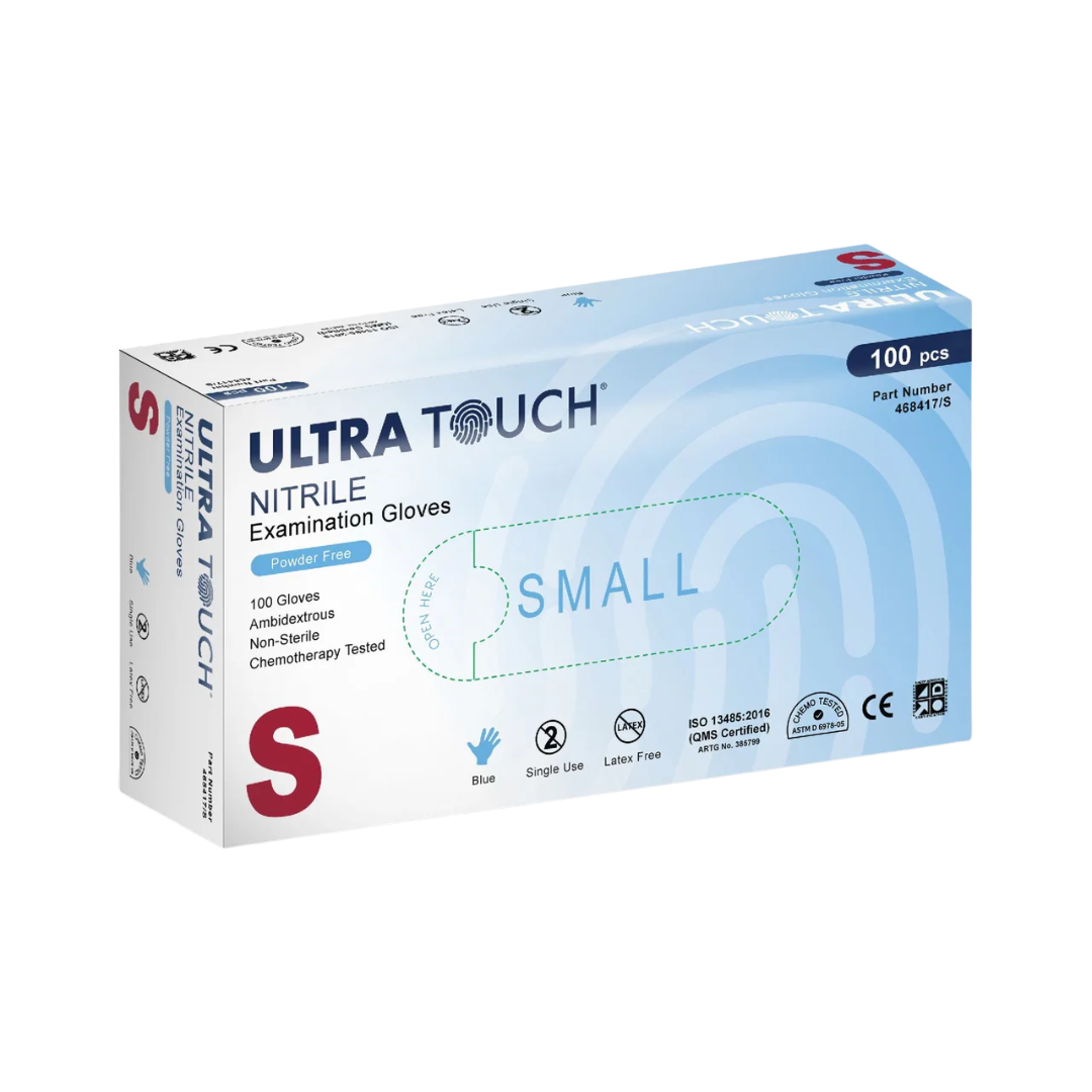 Ultra Touch Chemo-rated Blue Nitrile Gloves – Powder Free, Latex Free, Industrial Grade Protection