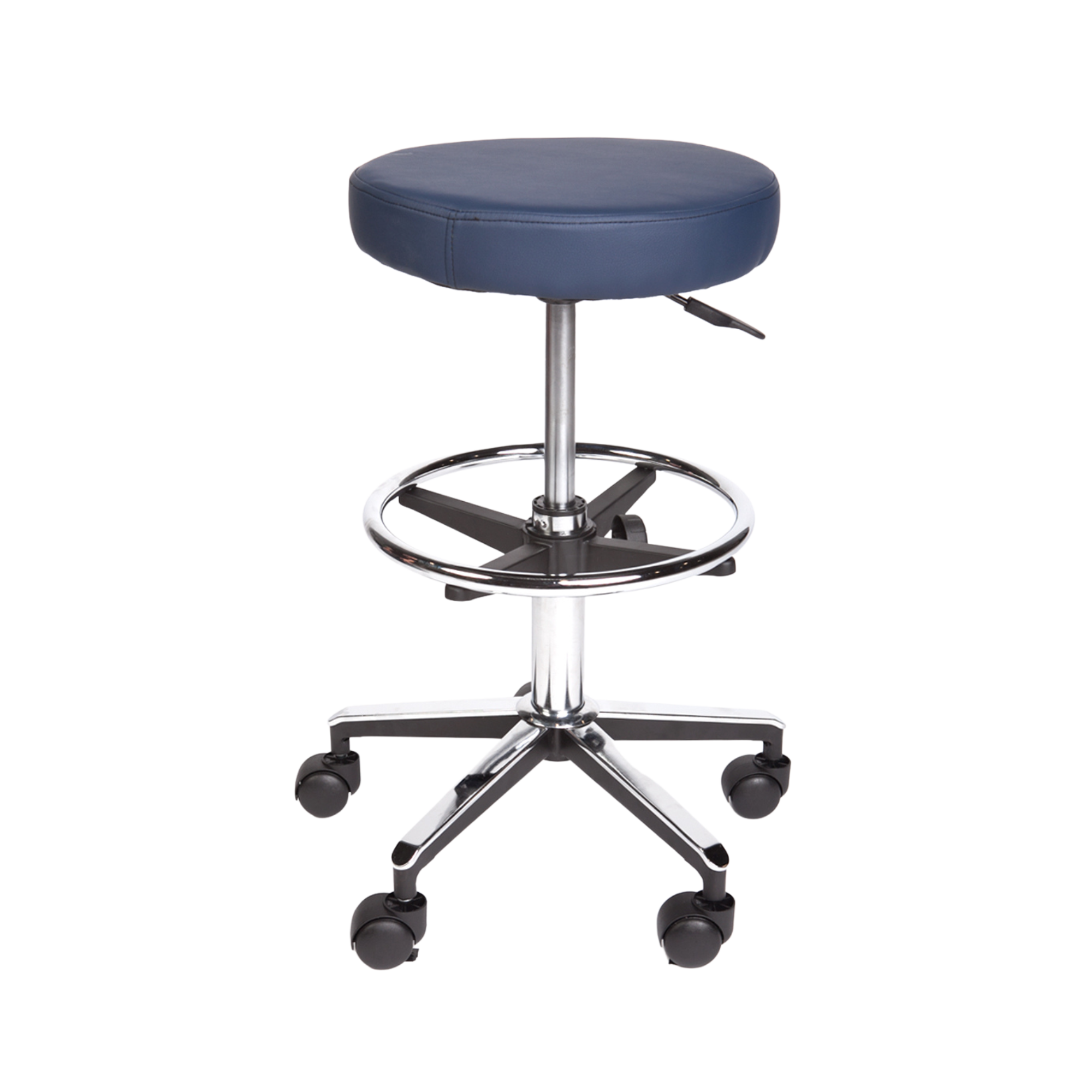 Round Stool Premium With Foot Ring Navy Blue Stools Bed Screens & Iv Stands