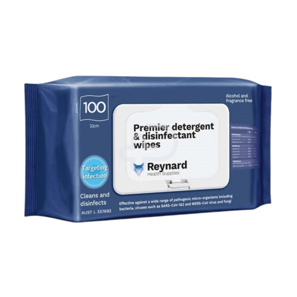 Reynard Premier Detergent & Disinfectant 33 X 22Cm 100 Soft Pack Wipes Surface Cleansers