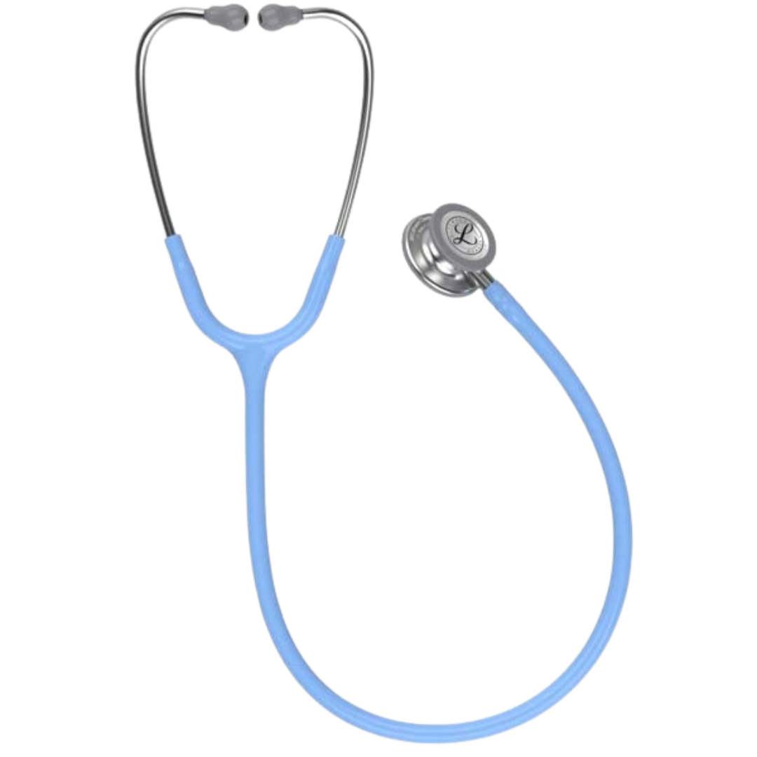 3M Littmann Classic III Stethoscope in Ceil Blue with dual-sided chestpiece and flexible tubing for accurate clinical auscultation.
