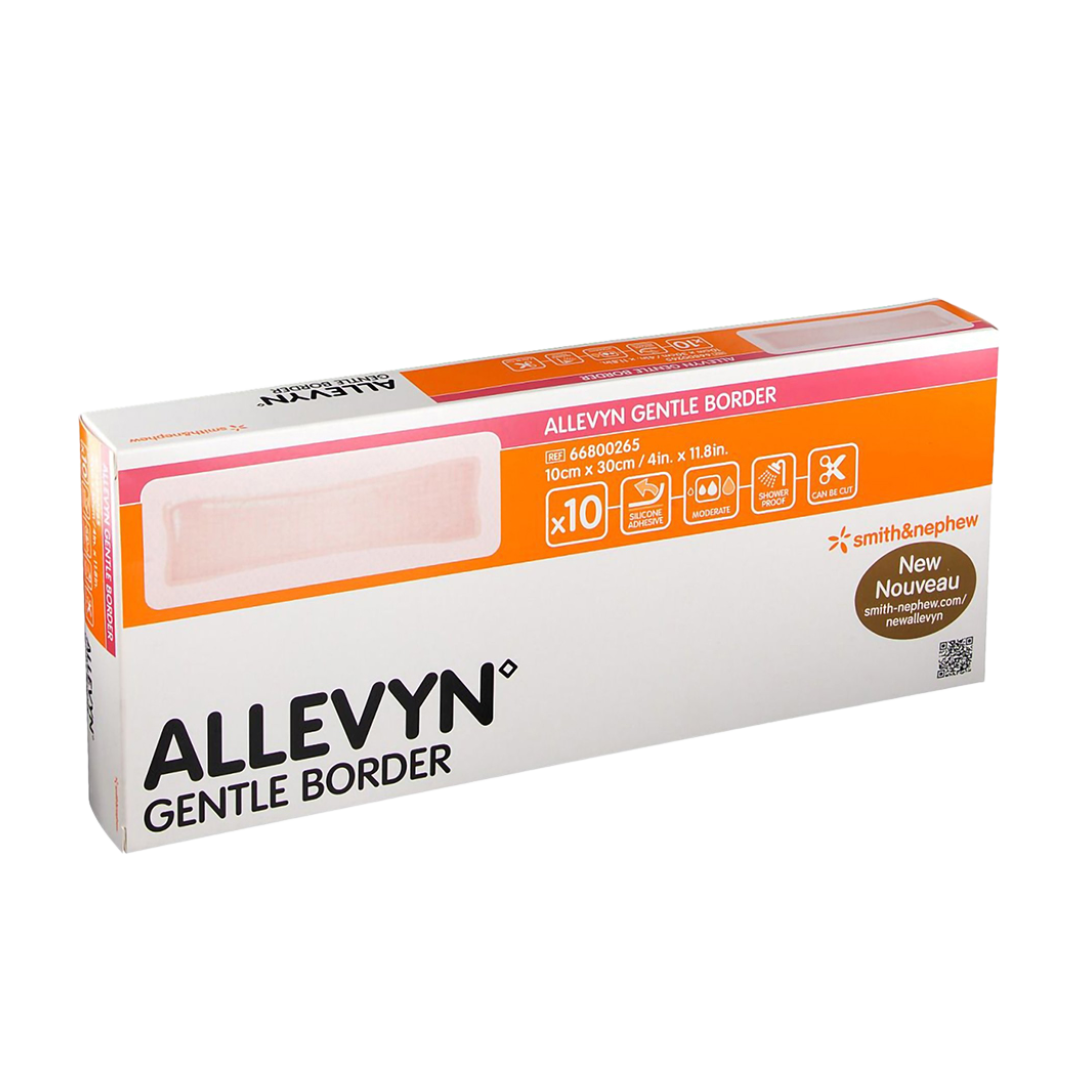 ALLEVYN Gentle Border Classic Foam Dressing – Silicone adhesive wound dressing for fragile skin and moderate to heavy exudate