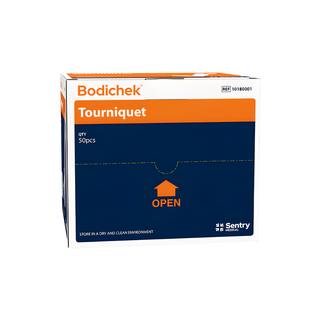 Bodichek Tourniquet Latex Free Single Patient Use – disposable medical tourniquet for safe venous constriction, hygienic and allergy‑safe design.