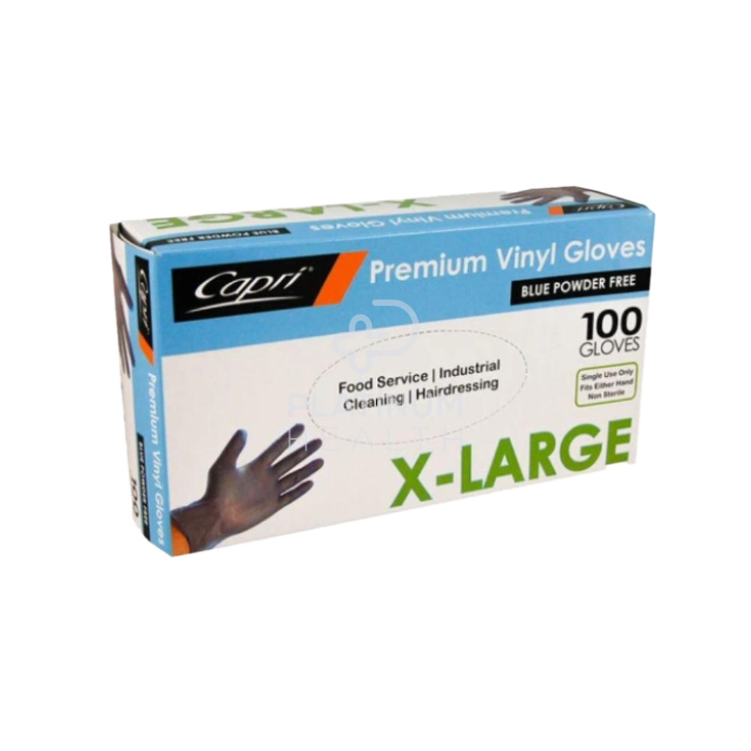 Capri Premium Blue Powder Free Vinyl Gloves Extra Large / 100 Units Per Box Occupational