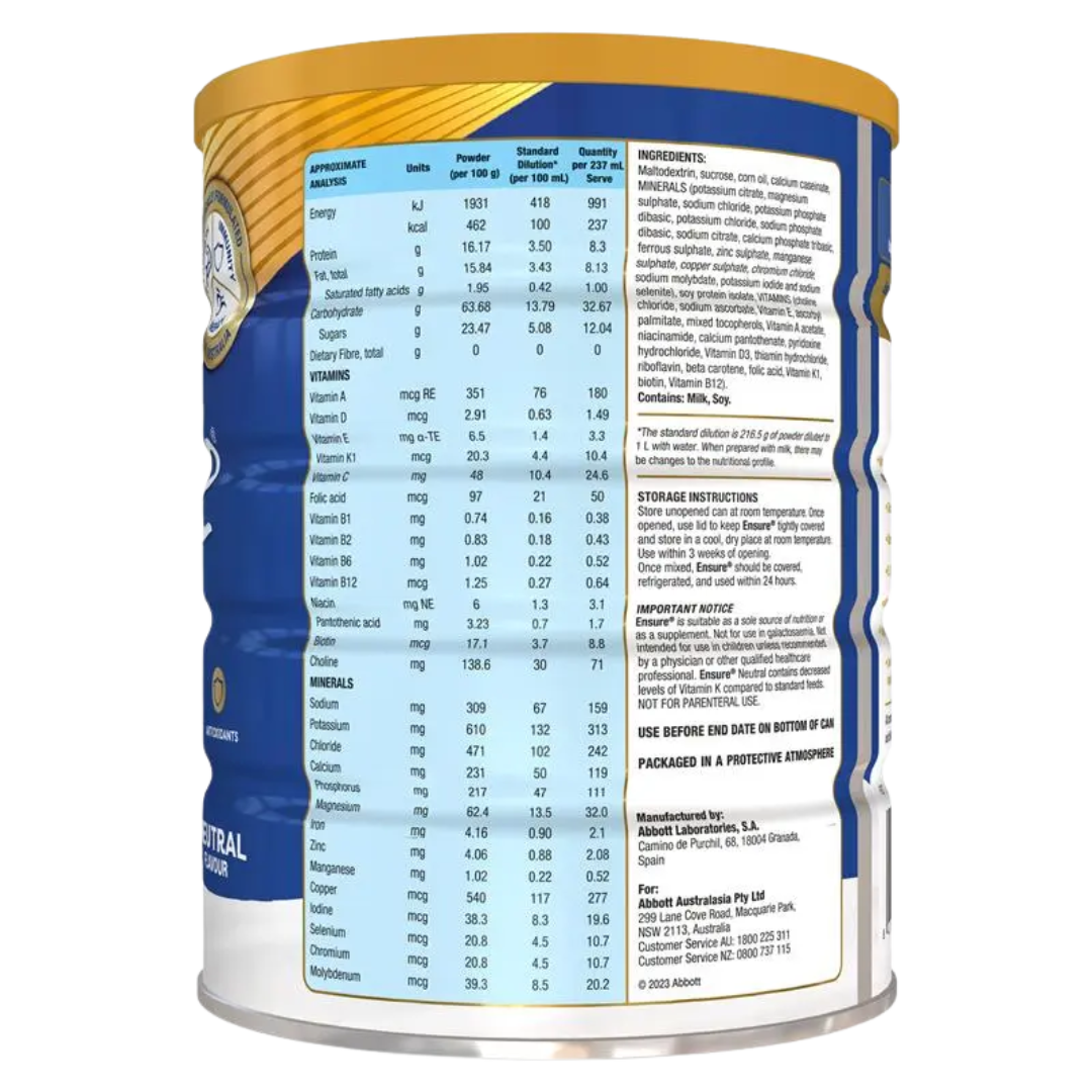 Ensure Powder 850g tin – complete adult nutrition formula for strength, immunity, and recovery