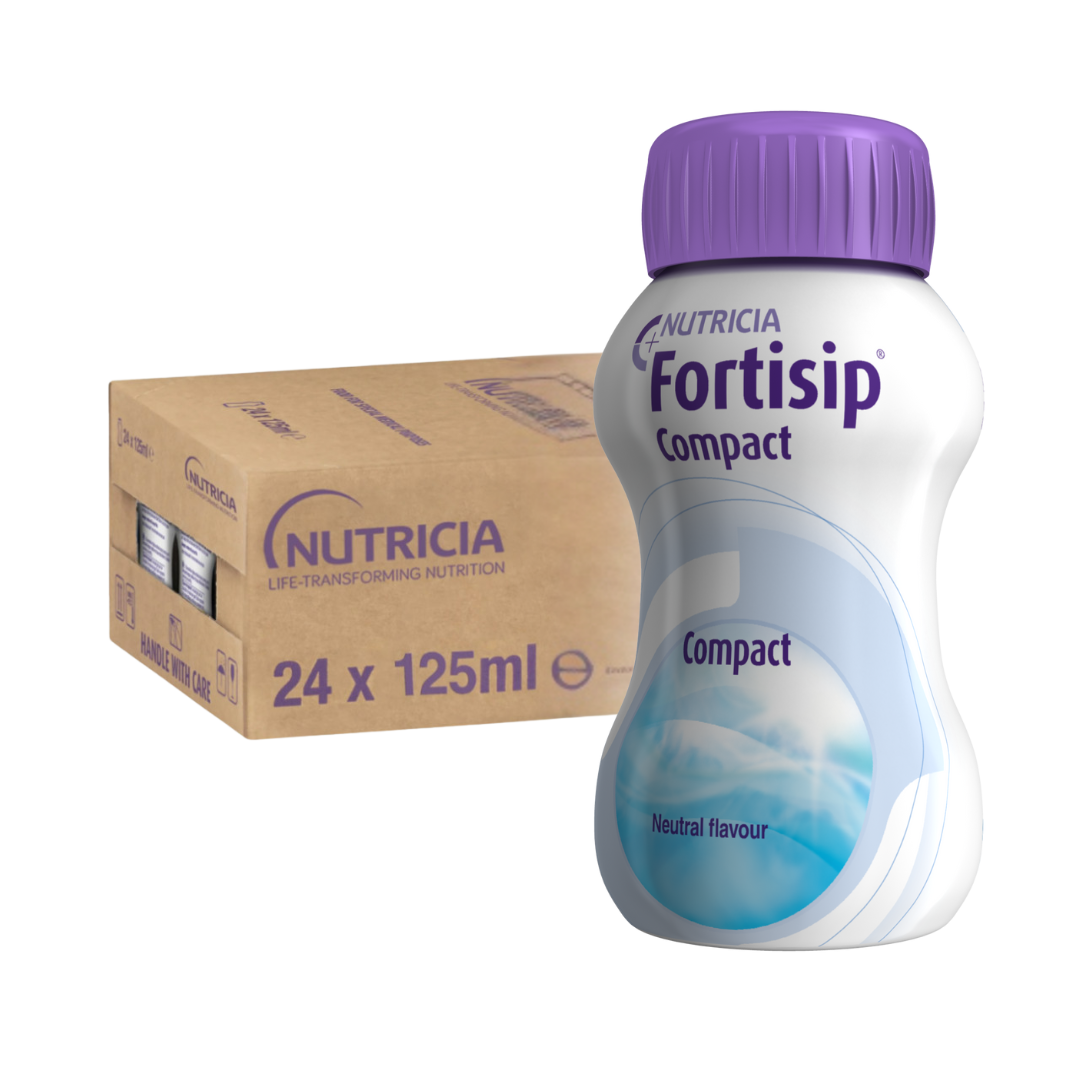 Fortisip Compact 125ml Bottle – high-calorie, high-protein nutritional supplement for malnutrition and recovery, available in multiple flavours.