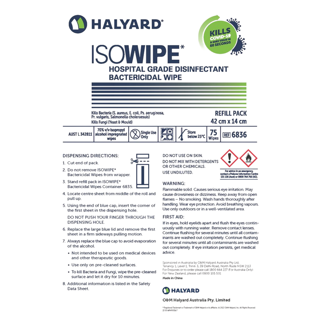 Halyard Isowipe Refill Pack – hospital-grade disinfectant surface wipes for healthcare and professional environments.