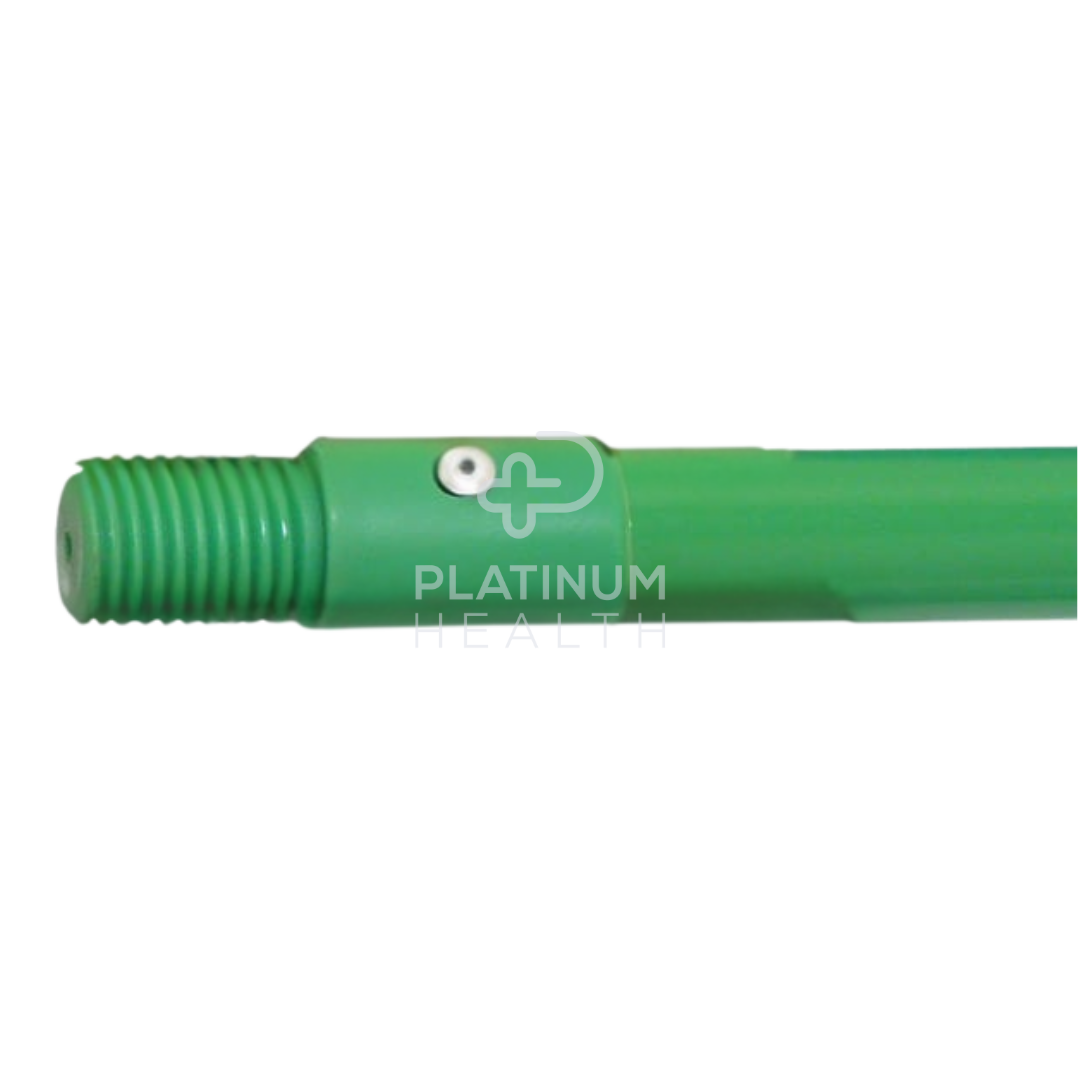 Powder-coated metal mop and broom handle in green, designed for durability, comfort, and compatibility with standard cleaning tools. Ideal for home, commercial, and industrial use.