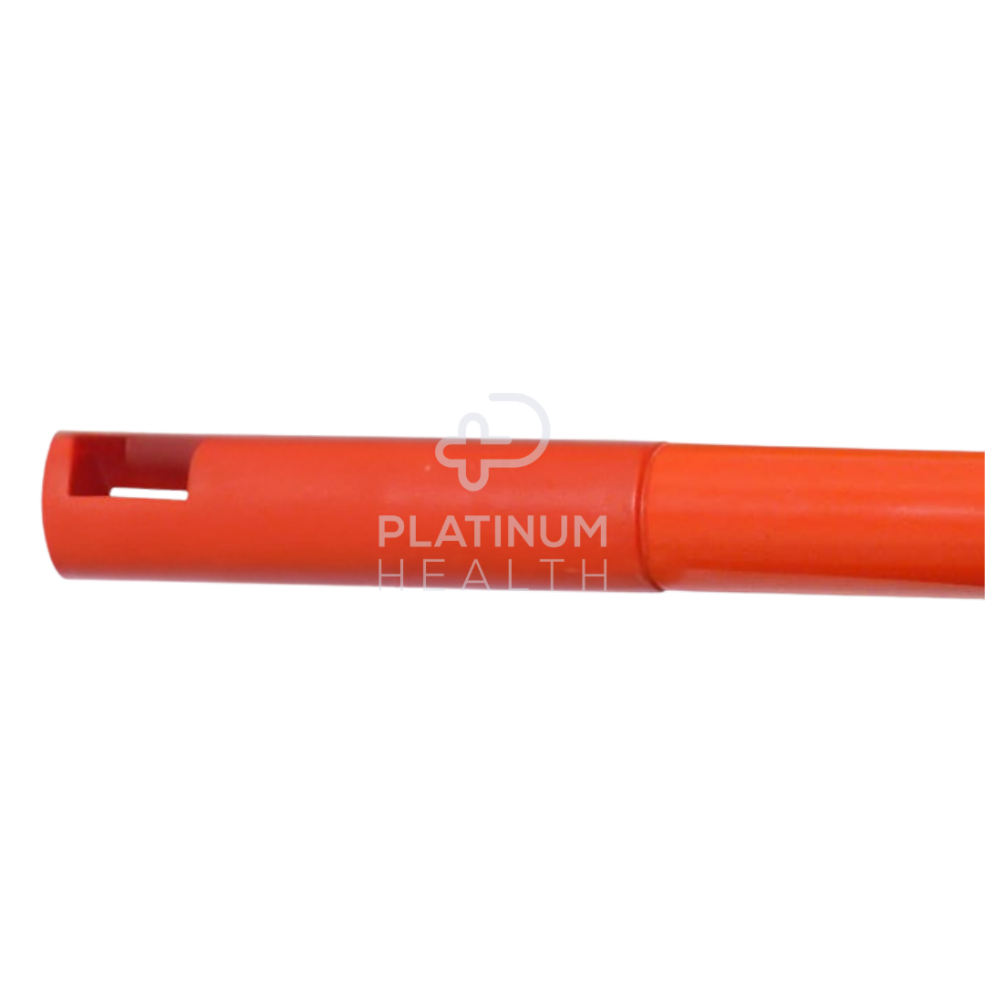 Powder-coated metal mop and broom handle in red, designed for durability, comfort, and compatibility with standard cleaning tools. Ideal for home, commercial, and industrial use.