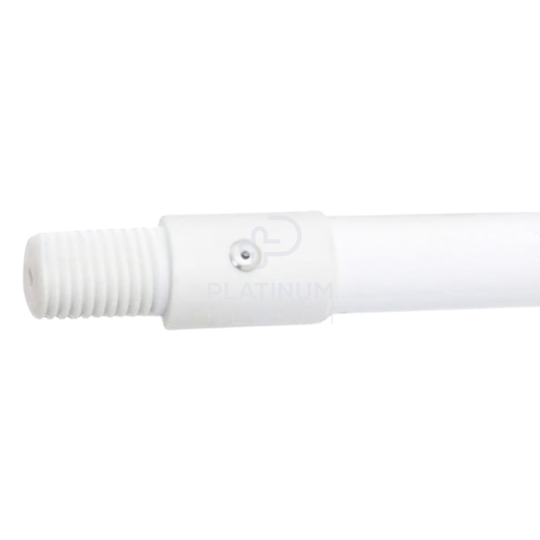 Powder-coated metal mop and broom handle in white, designed for durability, comfort, and compatibility with standard cleaning tools. Ideal for home, commercial, and industrial use.