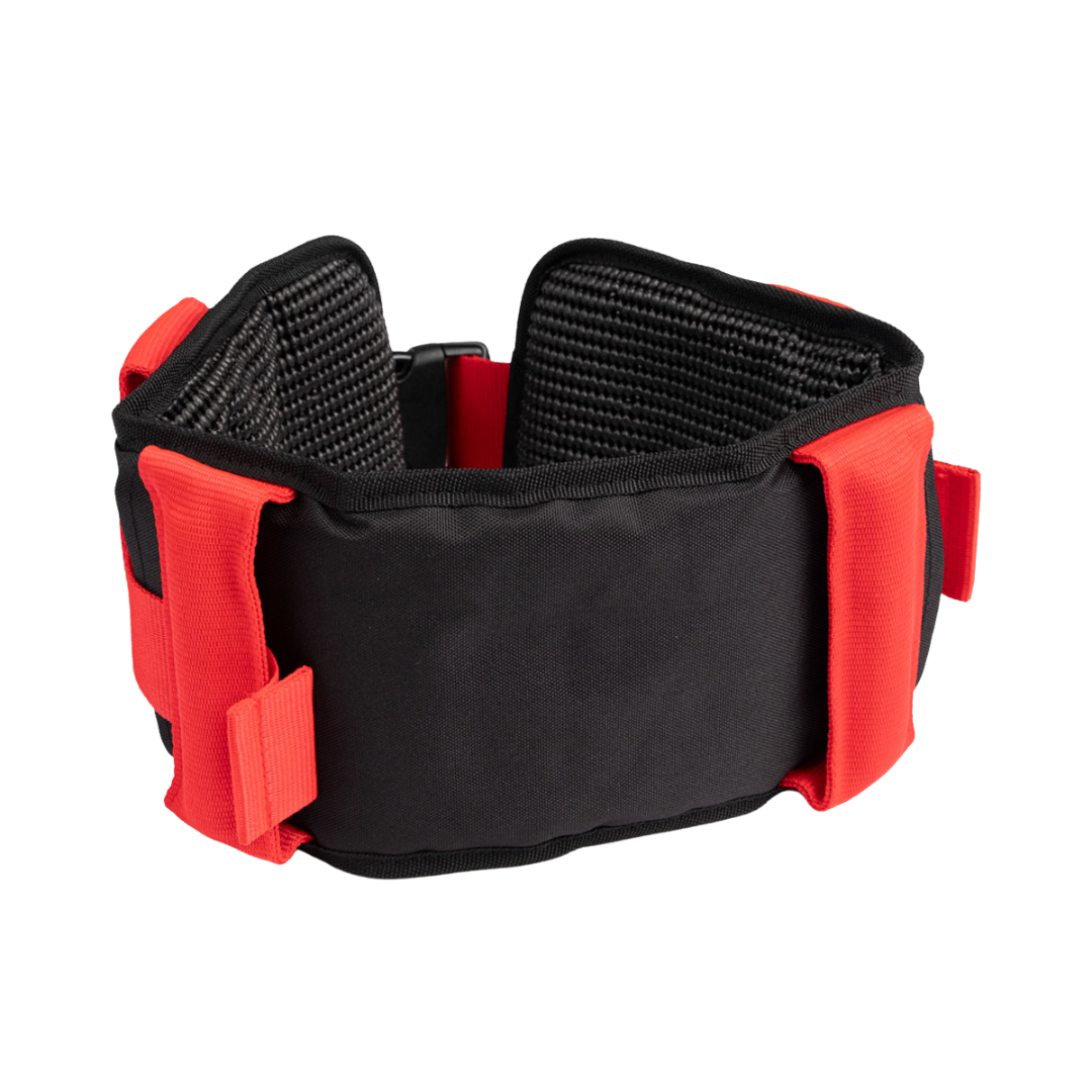 Soft padded slip-resistant walkbelt for patient transfer in small to medium size with safety grip handles – ideal for carer-assisted mobility.