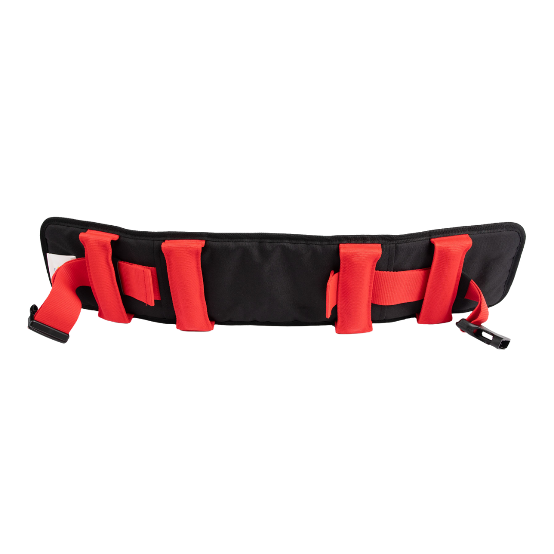 Soft padded slip-resistant walkbelt for patient transfer in small to medium size with safety grip handles – ideal for carer-assisted mobility.