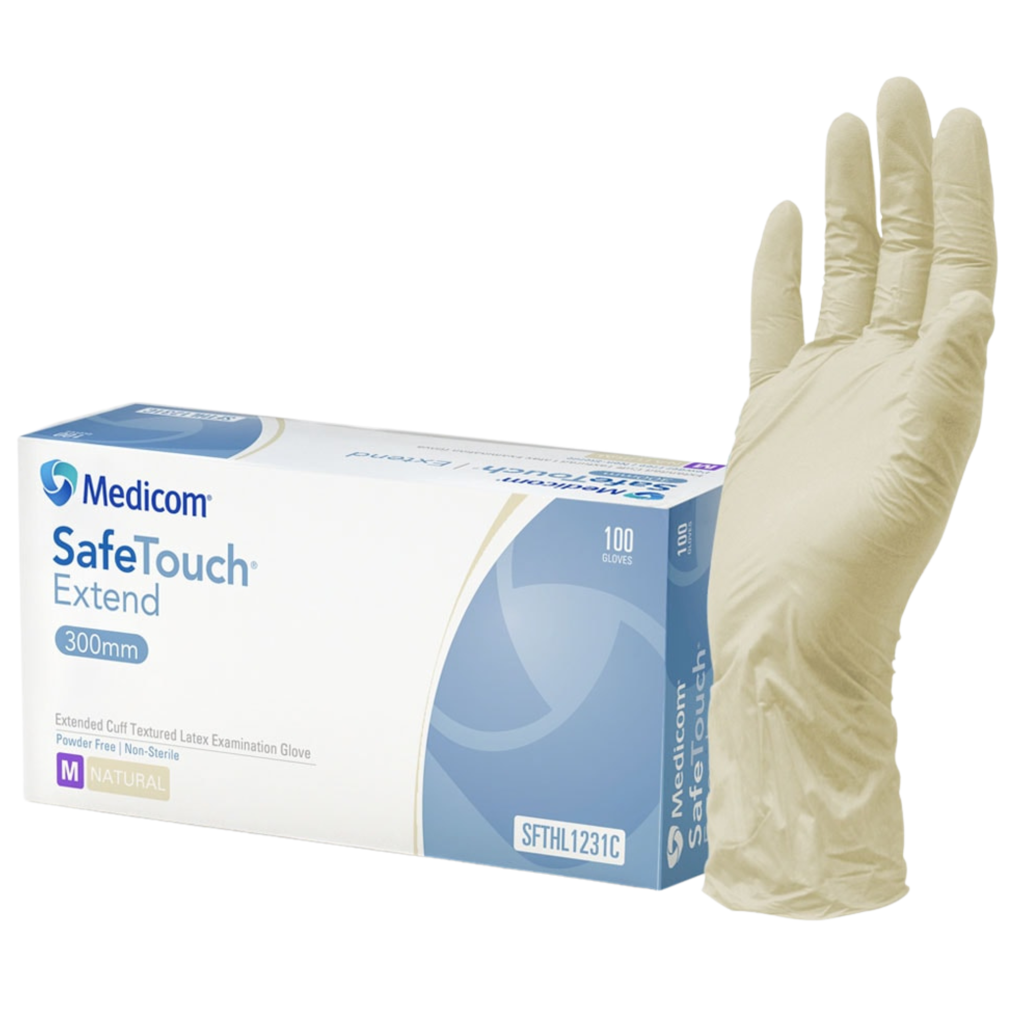 Safetouch Extend - Extended Cuff Textured Latex Examination Gloves