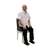 Man sitting on a chair with a cushion on a white background