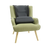Green armchair with a gray cushion on a white background