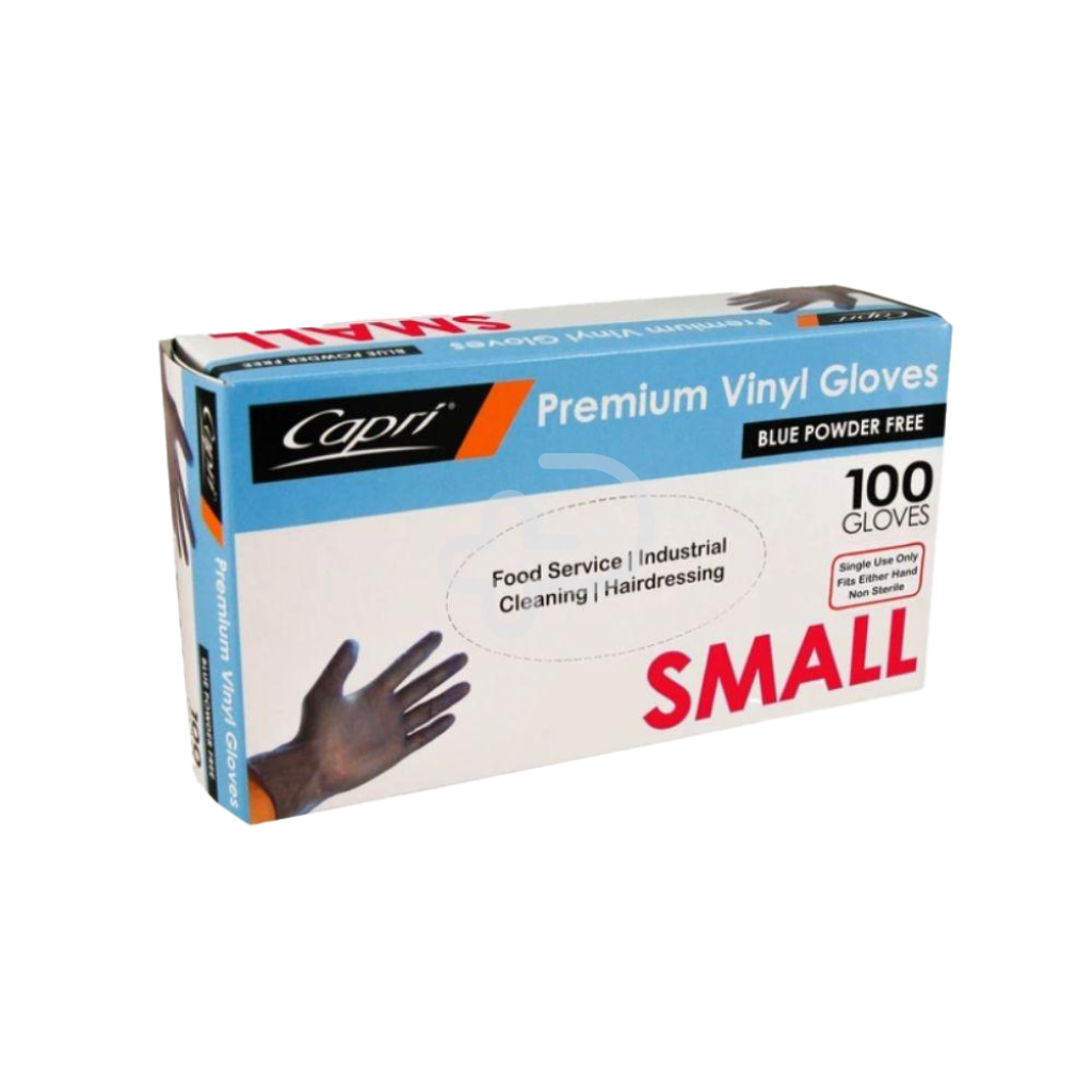 Capri Premium Blue Powder Free Vinyl Gloves Small / 100 Units Per Box Occupational