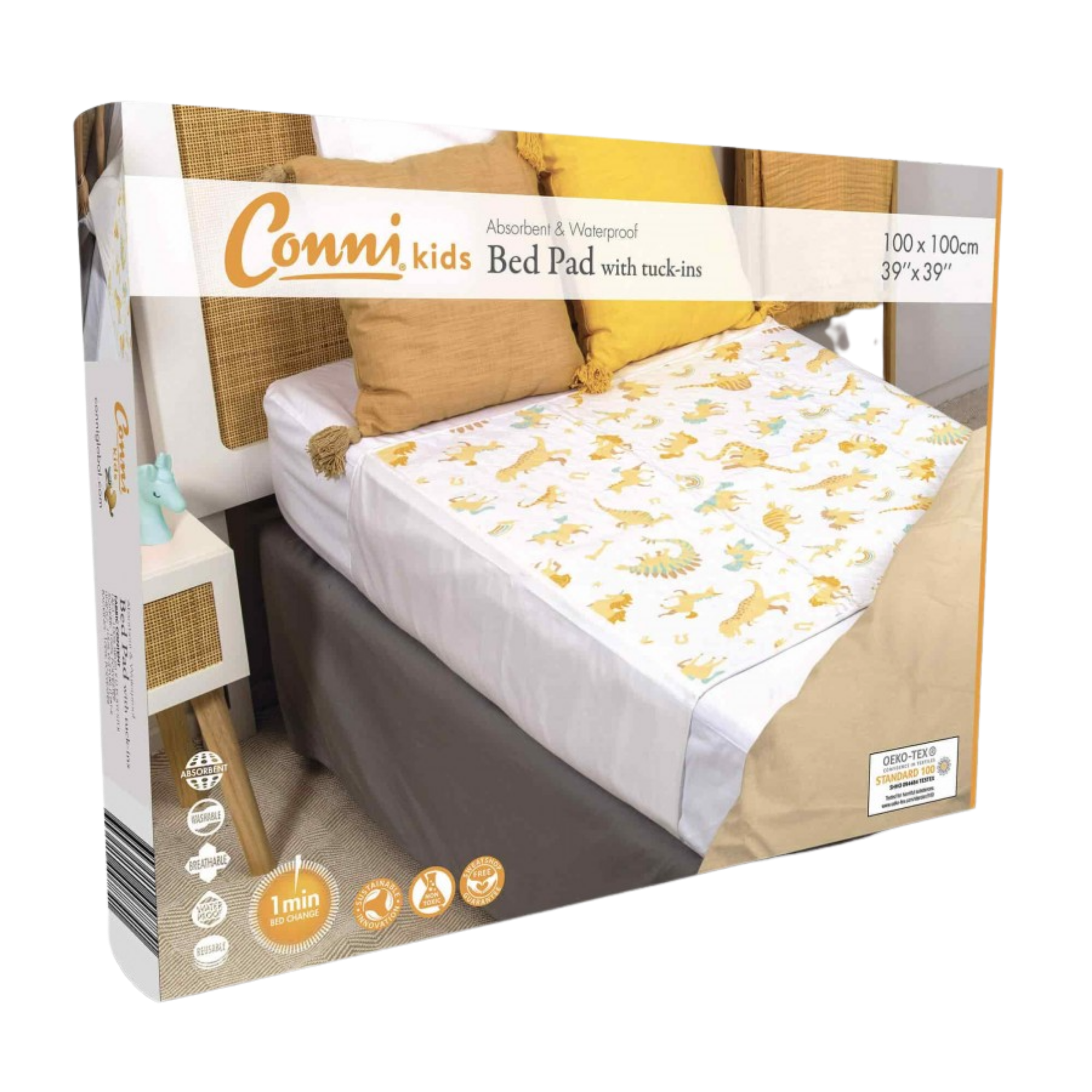 Conni Kids Bed Pad With Tuck-Ins Unicorn & Dinosaur Pads