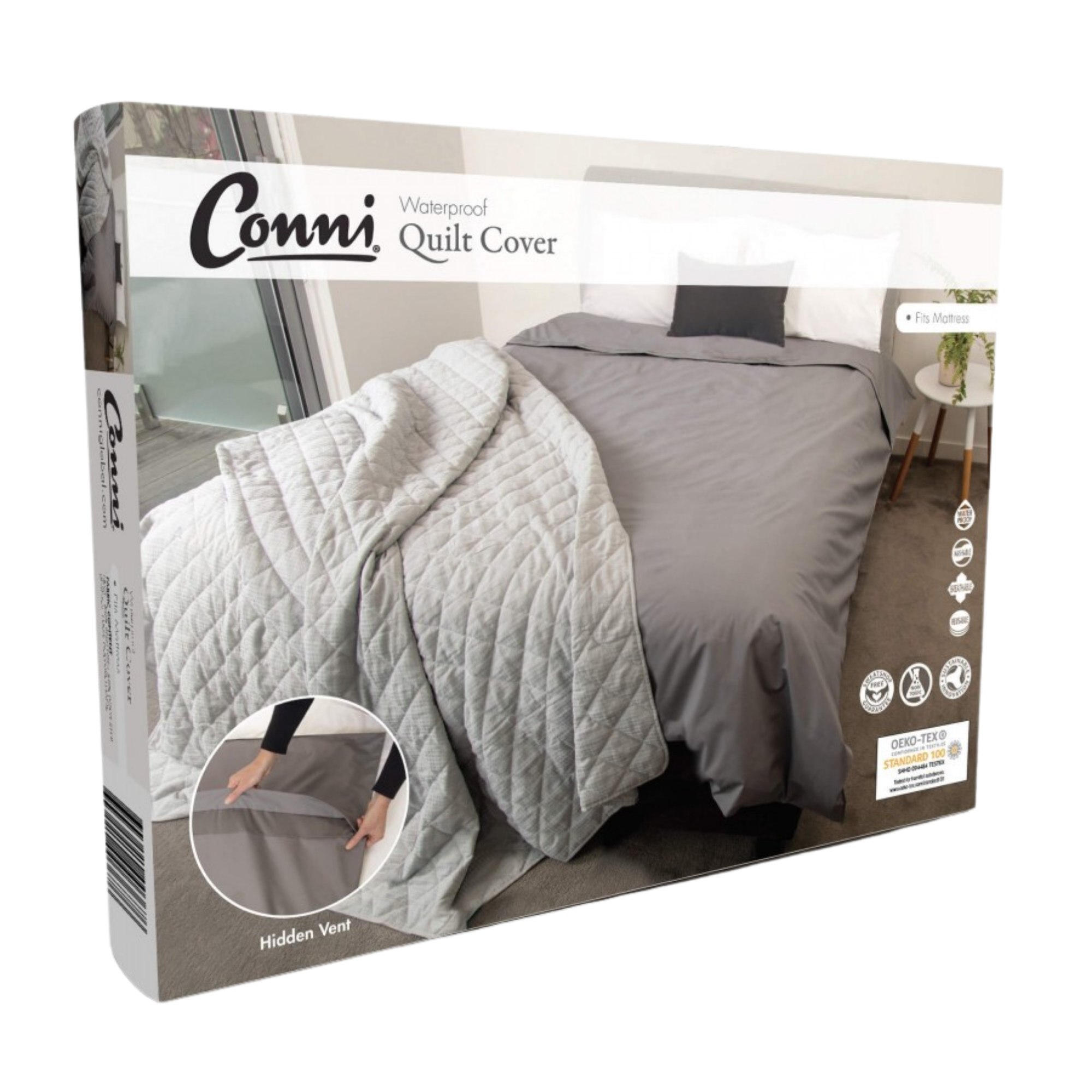 Conni Quilt Cover Single Charcoal Bedding