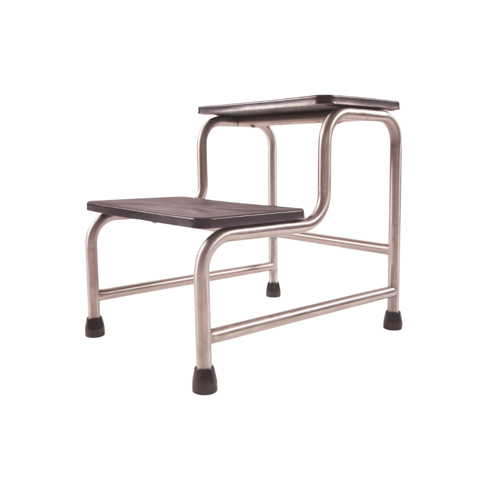 Double Step Stool With Rubber Non-Slip Surface Fall Prevention & Solutions