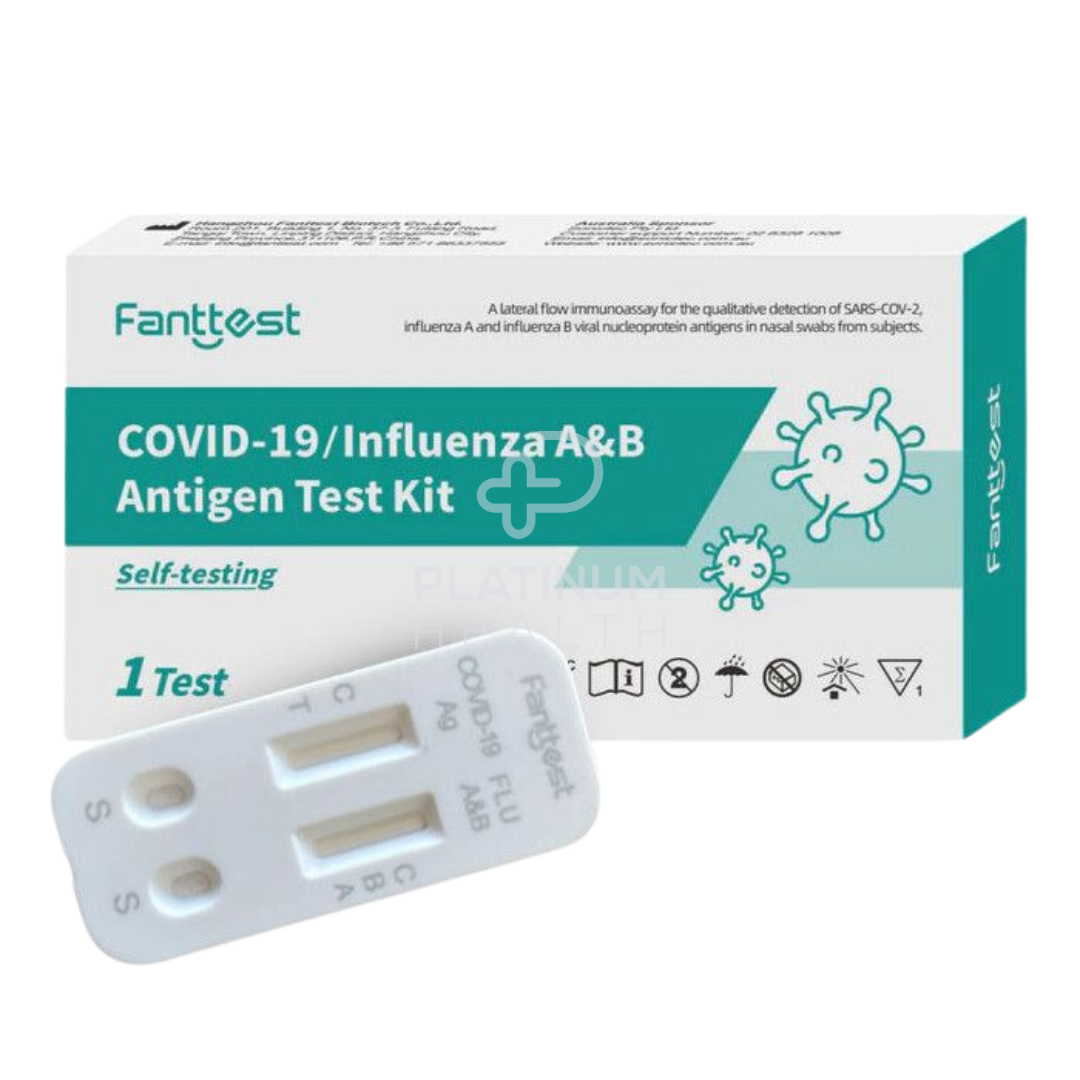 Fanttest 3-in-1 Combo Test Influenza Flu A/B and COVID-19 Rapid Antigen Test Kit - Nasal Swab
