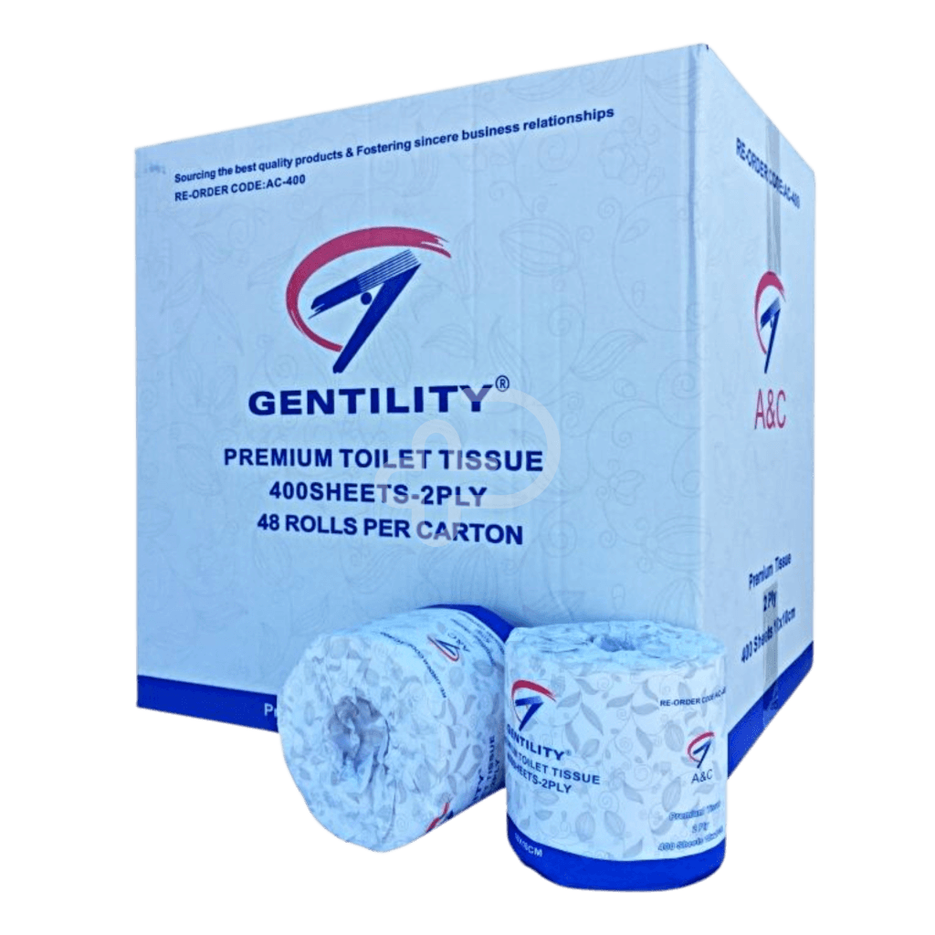 Gentility Toilet Roll 400 Sheets 2Ply Individual Wrap Premium Virgin Paper