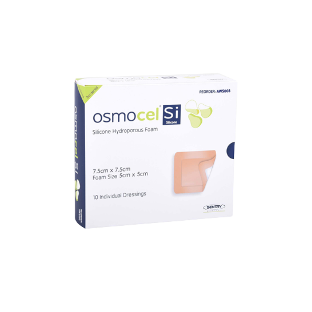 Osmocel Si Silicone Foam Bordered Dressing 7.5cm x 7.5cm for wound protection and comfort