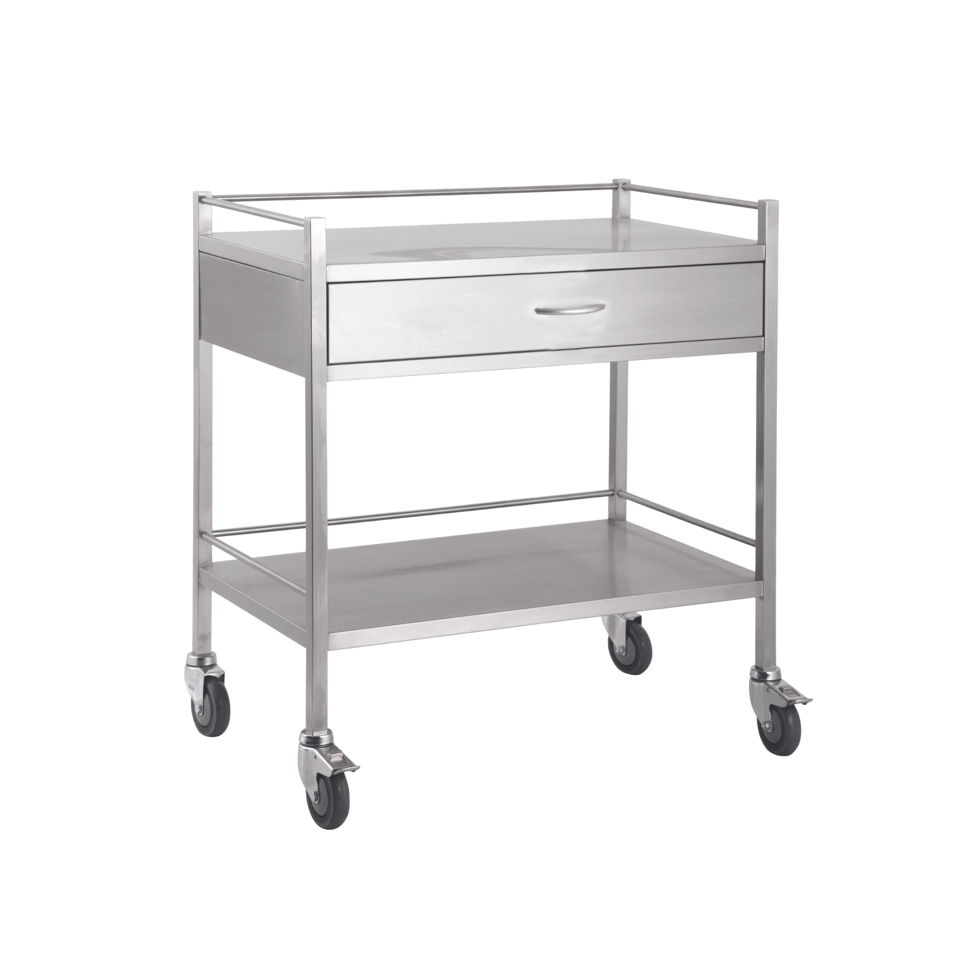 Stainless Steel Double Trolley One Drawer Full Width Medical Carts & Trolleys